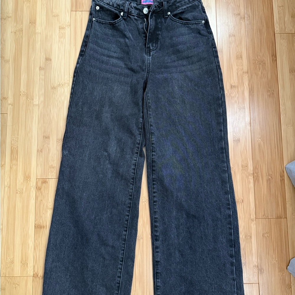 Edikted Black Flare Wide-Leg Jeans